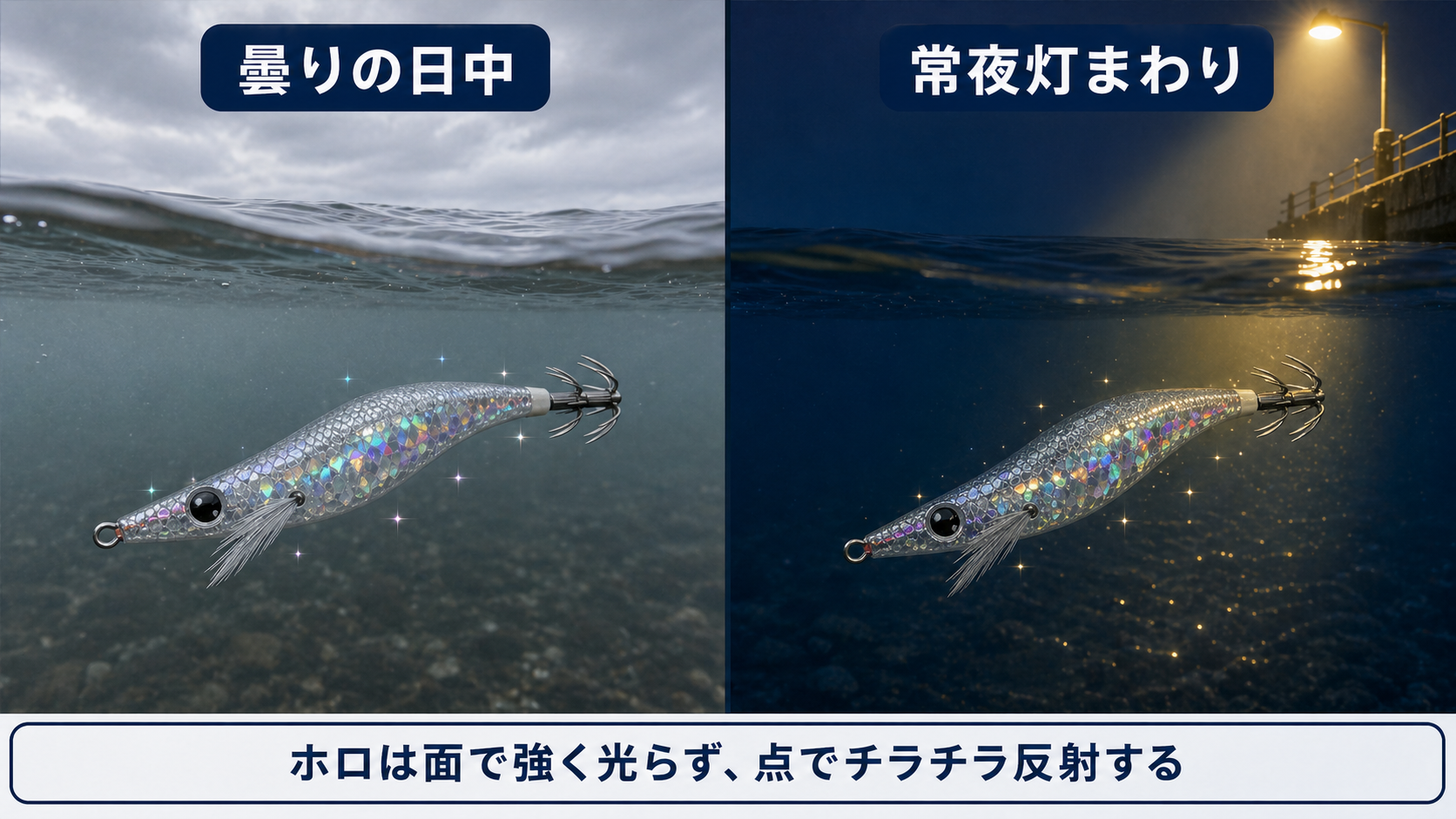 ホロテープは曇りの日中と常夜灯まわりで使う