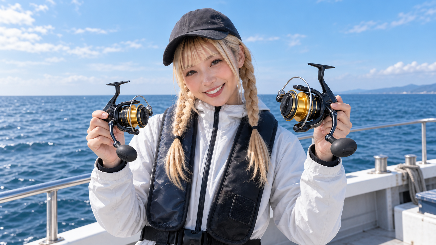 スフェロスSWの6000番と8000番を持つ女性アングラー