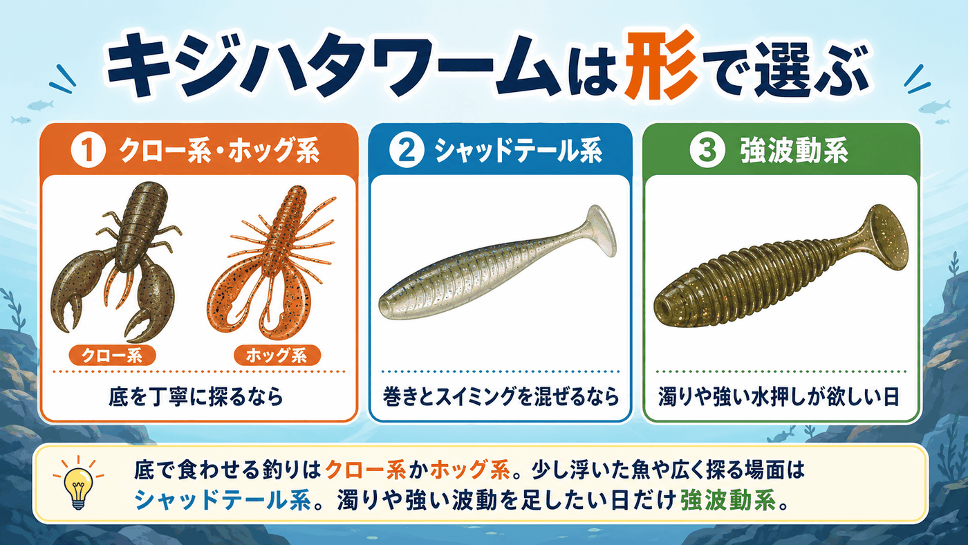 キジハタワームは形で選ぶ