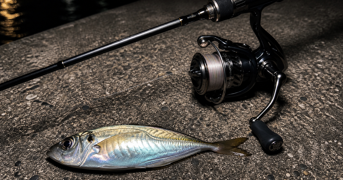 アジングで釣れたアジとライトタックル